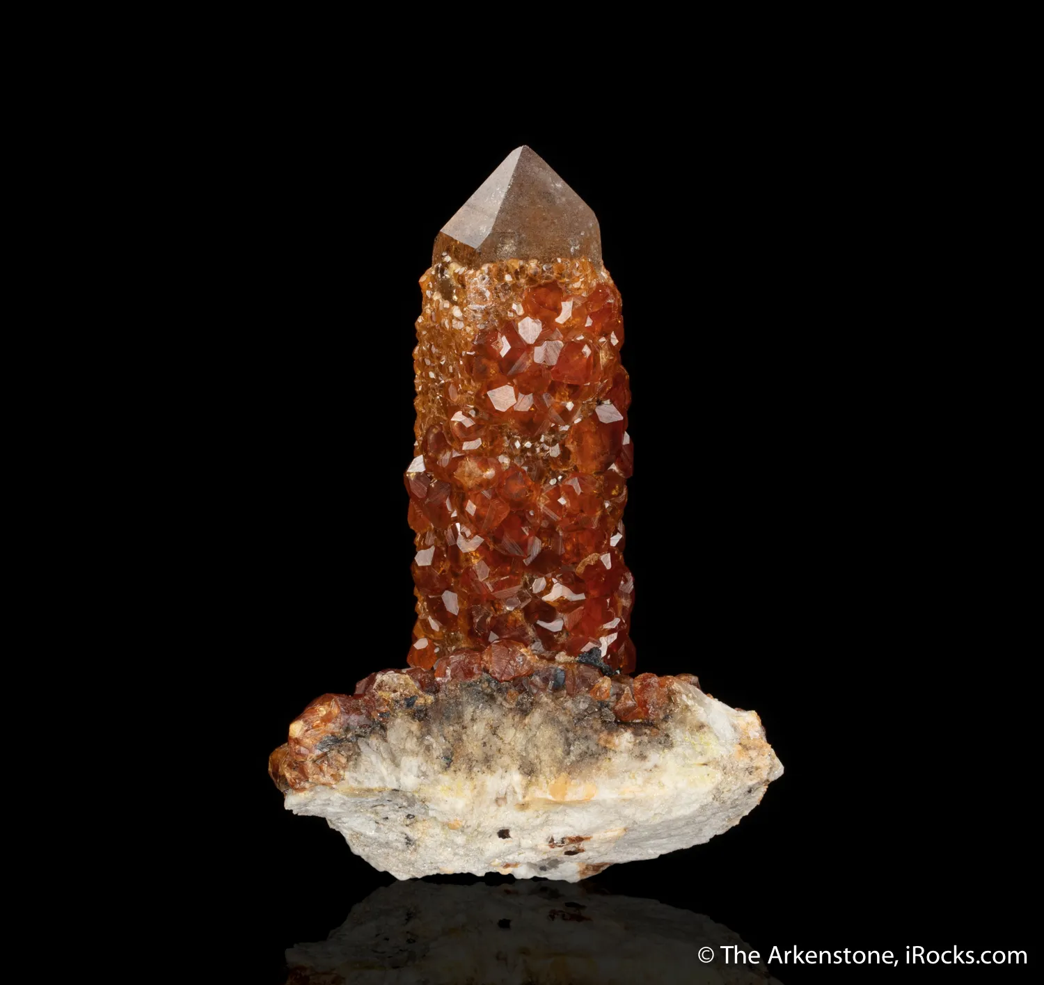 Spessartine Garnet on Smoky Quartz - image 6