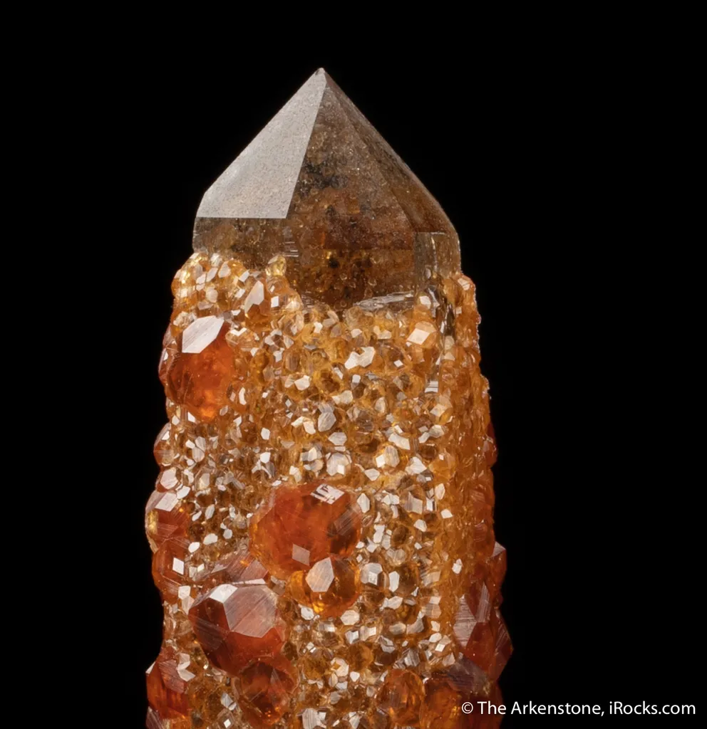 Spessartine Garnet on Smoky Quartz - image 2