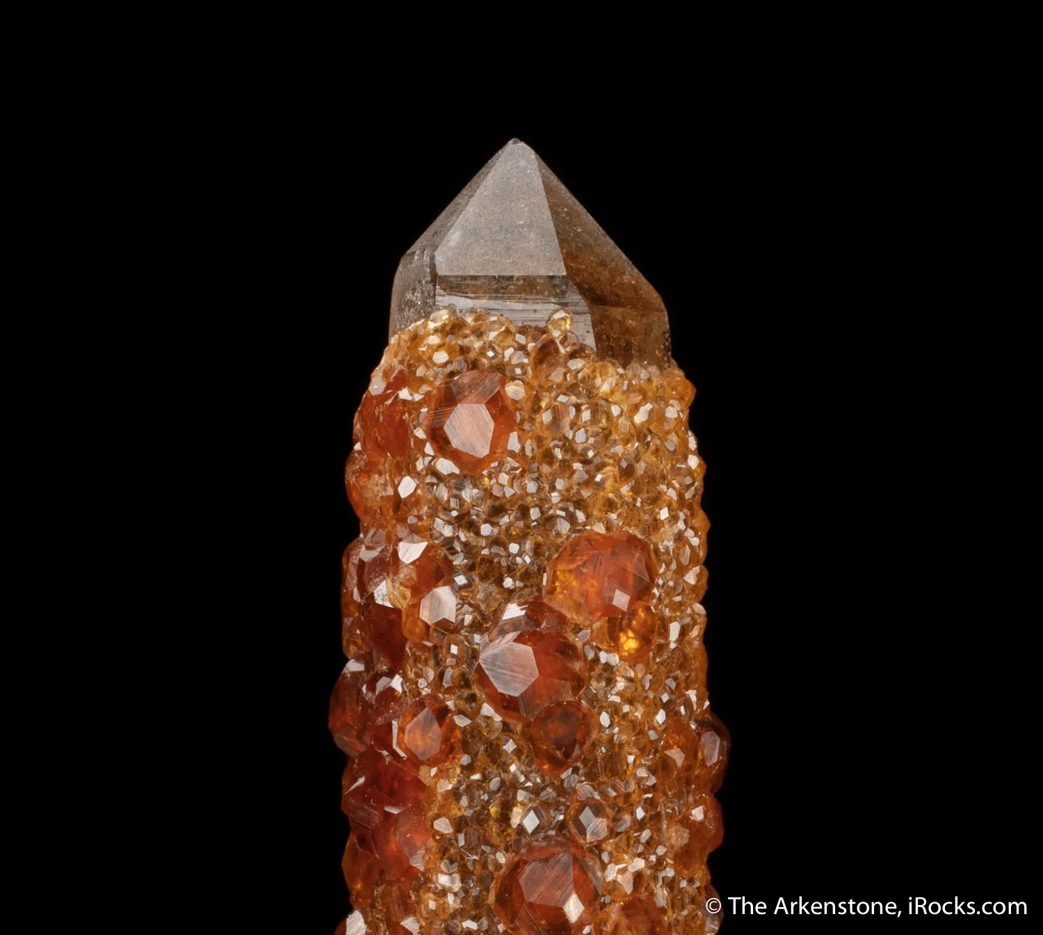 Spessartine Garnet on Smoky Quartz - image 3