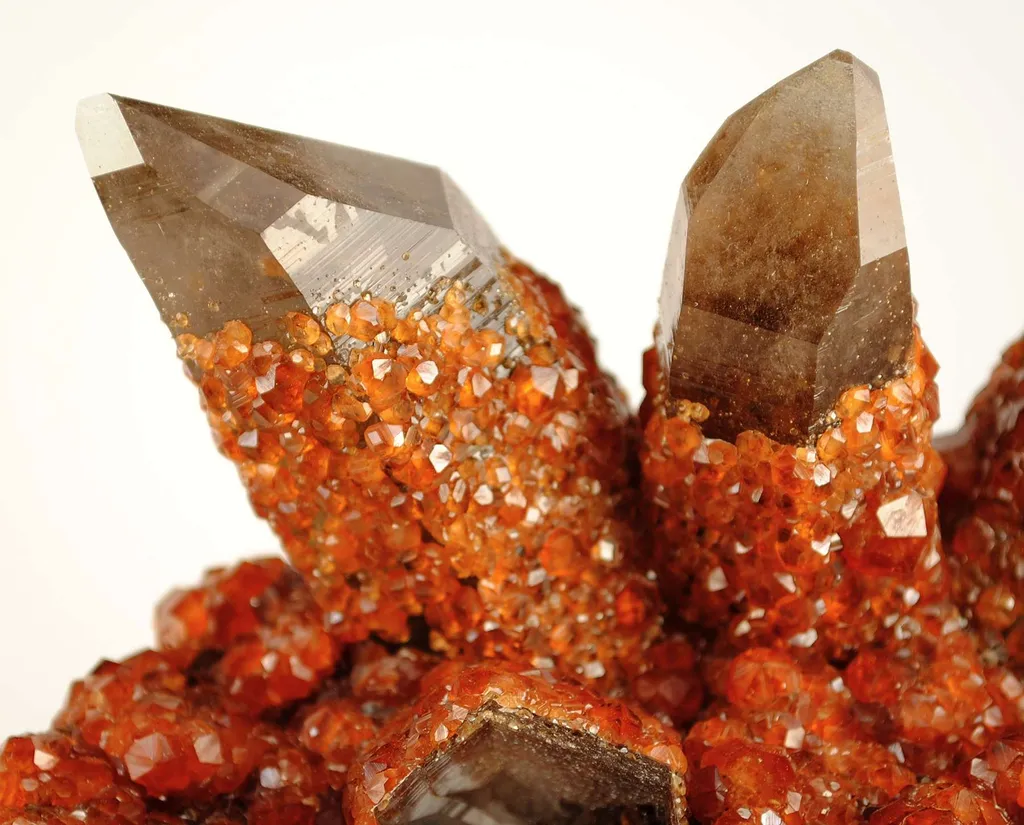 Spessartine Garnet on Smoky Quartz - image 4