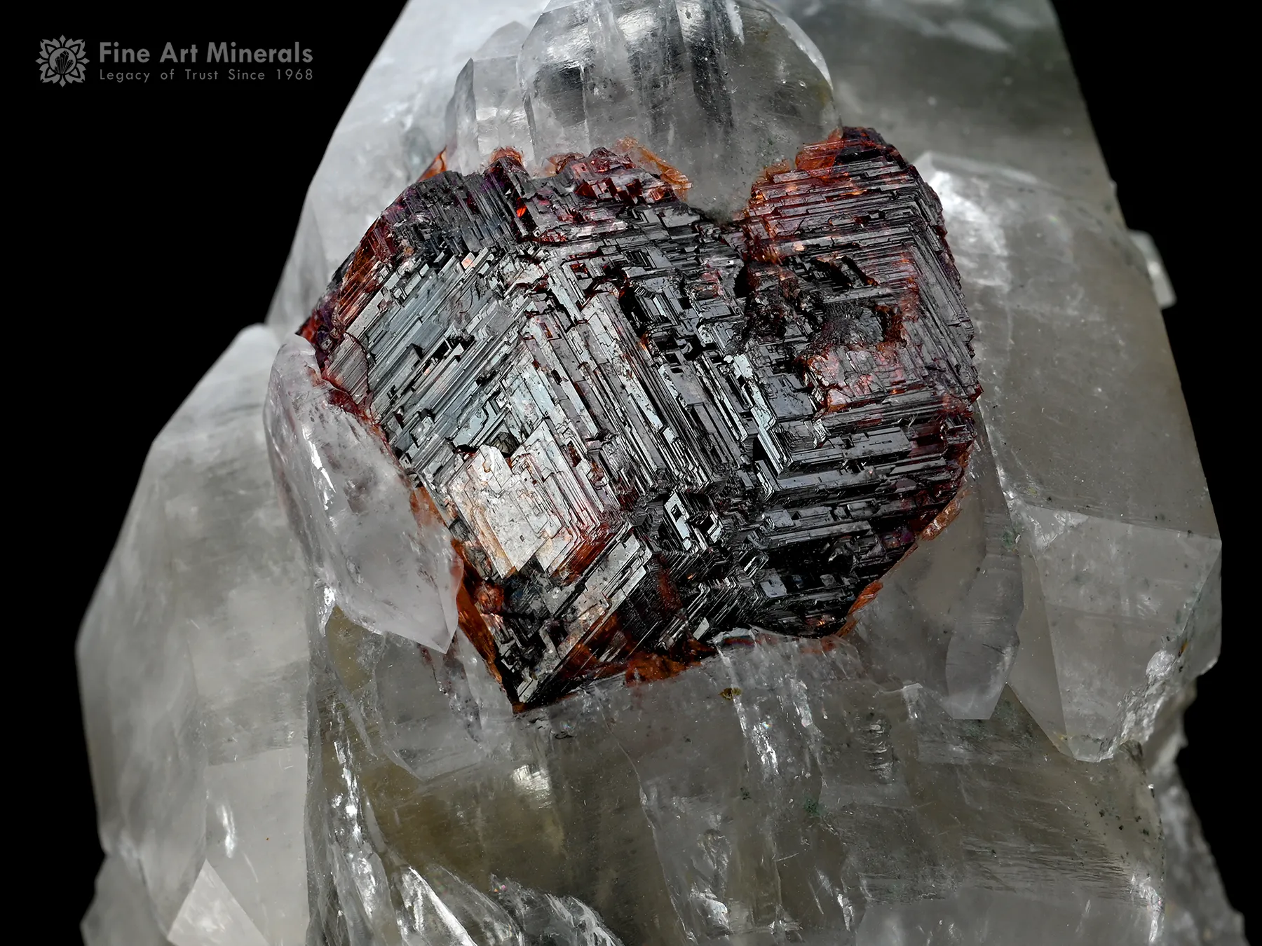 Spessartine Garnet with Aquamarine and Quartz on Feldspar - image 2
