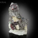 Spessartine Garnet with Aquamarine and Quartz on Feldspar - image 1