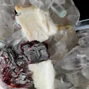 Spessartine Garnet with Aquamarine and Quartz on Feldspar - image 3