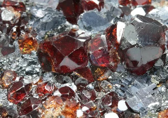 Spessartine Garnet with Galena image