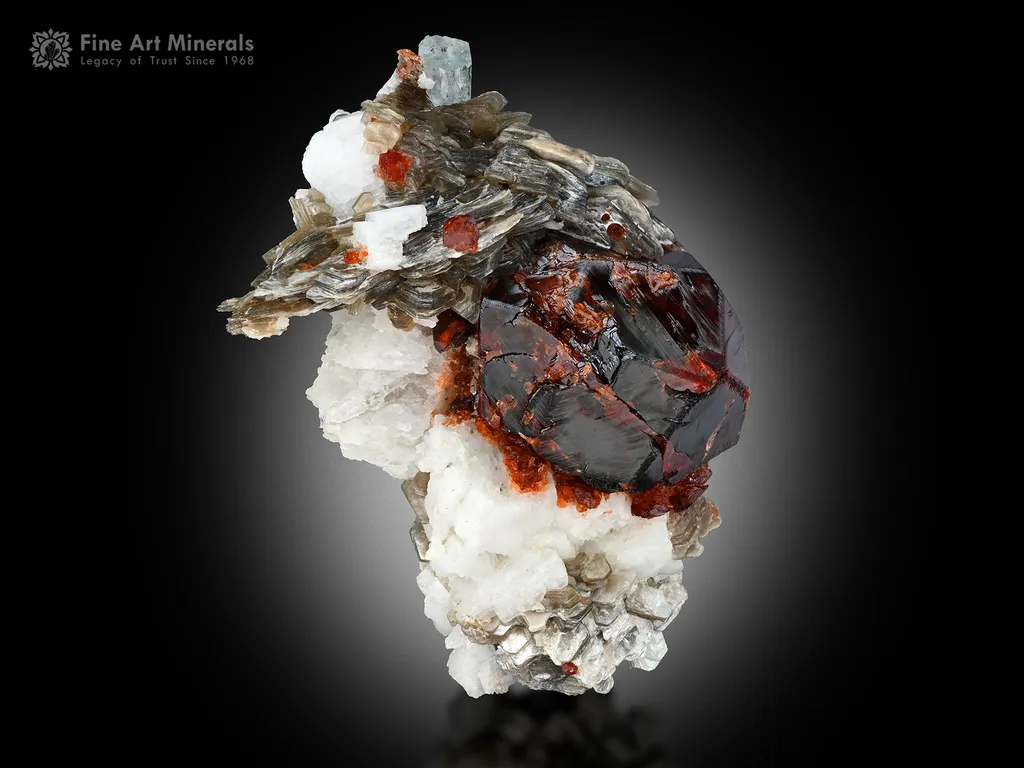 Spessartine Garnet with Muscovite and Feldspar - image 2