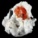 Spessartine Garnet With Schorl in Albite - image 1