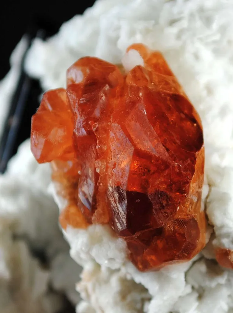 Spessartine Garnet With Schorl in Albite - image 4