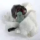Spessartine Hat on Aquamarine on Albite - image 1
