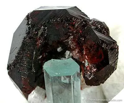 Spessartine Hat on Aquamarine on Albite - image 2