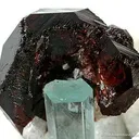 Spessartine Hat on Aquamarine on Albite - image 2