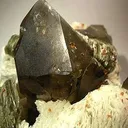 Spessartine on Albite With Smoky Quartz - image 3