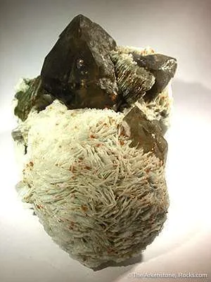 Spessartine on Albite With Smoky Quartz - image 4