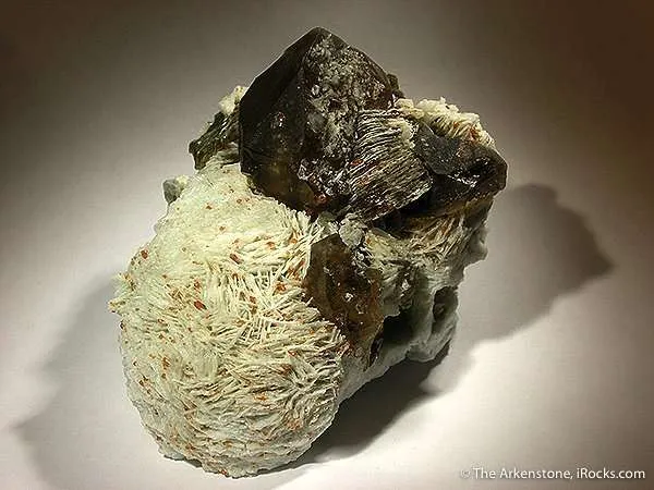 Spessartine on Albite With Smoky Quartz image