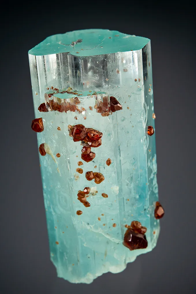 Spessartine on Beryl var. Aquamarine image
