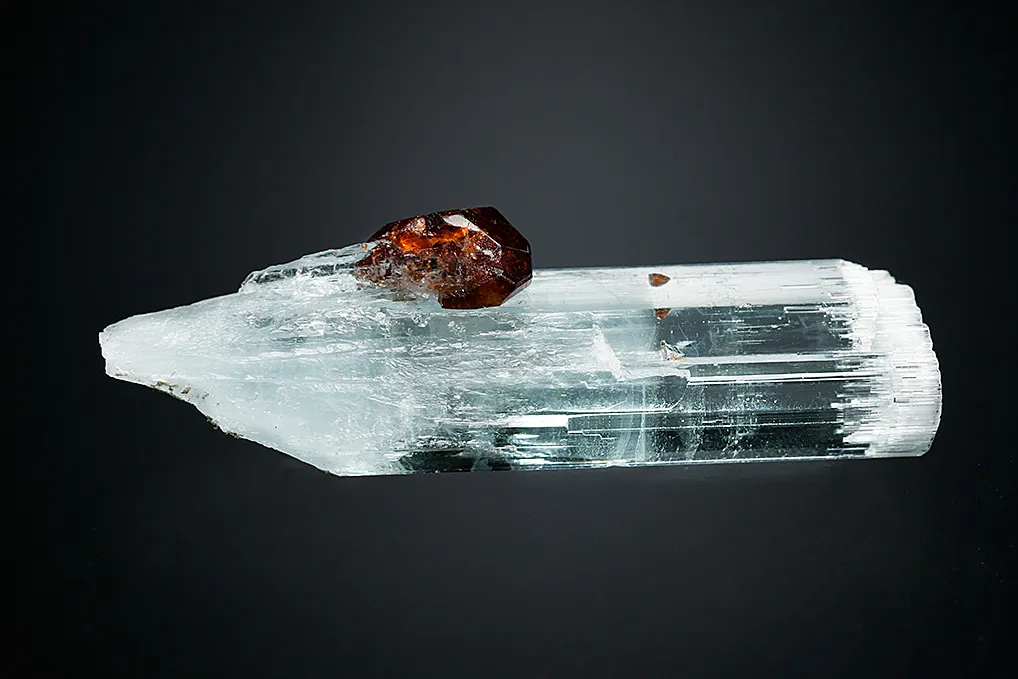 Spessartine on Beryl var. Aquamarine - image 2