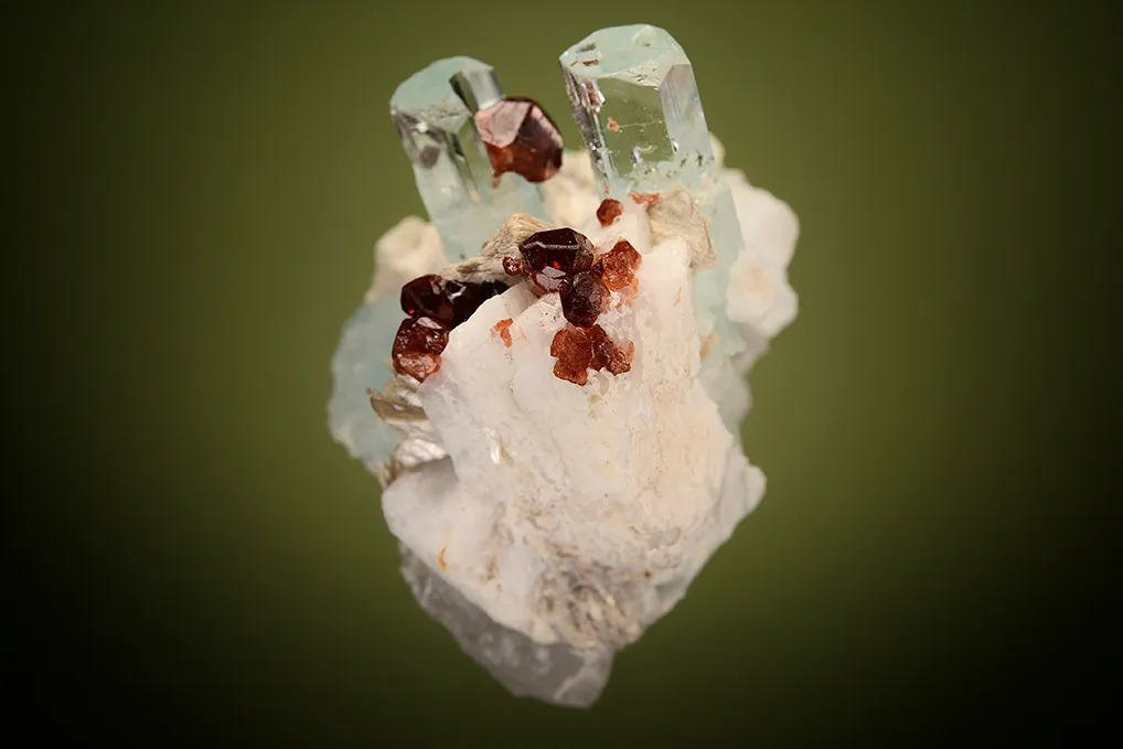 Spessartine on Beryl var. Aquamarine - image 5
