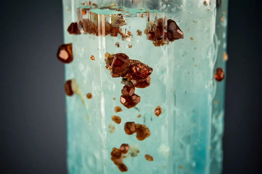 Spessartine on Beryl var. Aquamarine - image 2