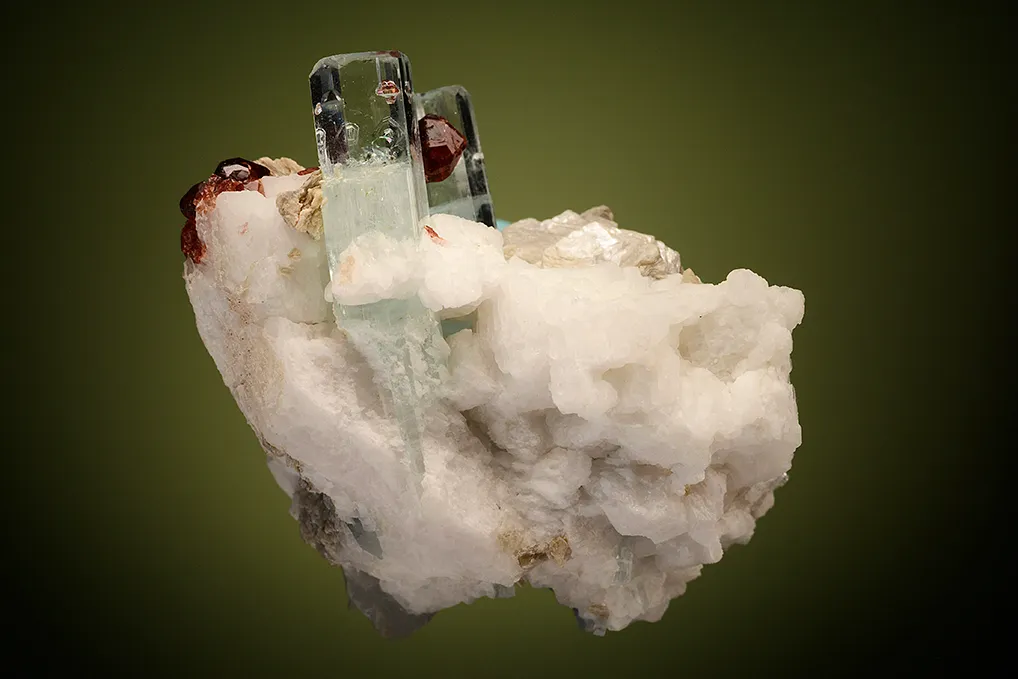 Spessartine on Beryl var. Aquamarine - image 3