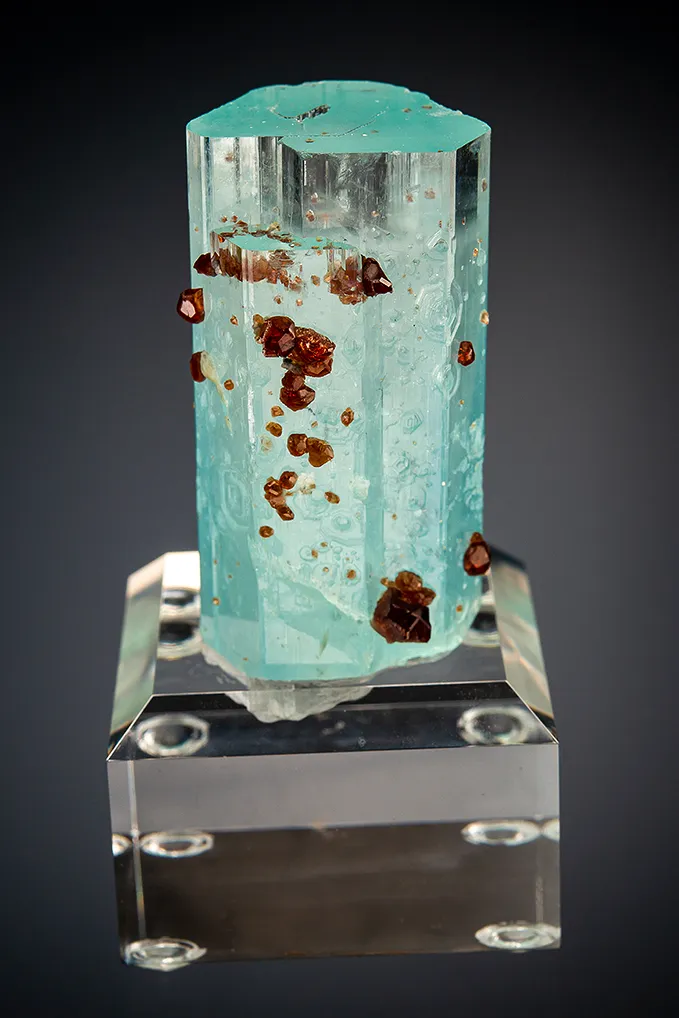 Spessartine on Beryl var. Aquamarine - image 3