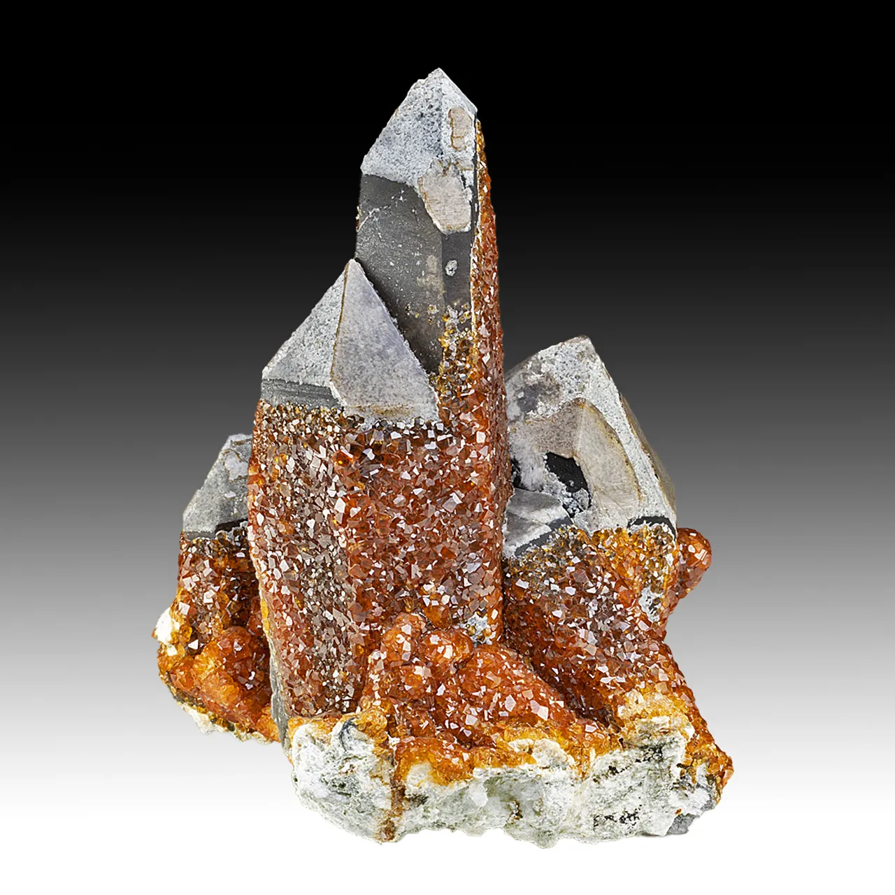 Spessartine on Quartz - image 1