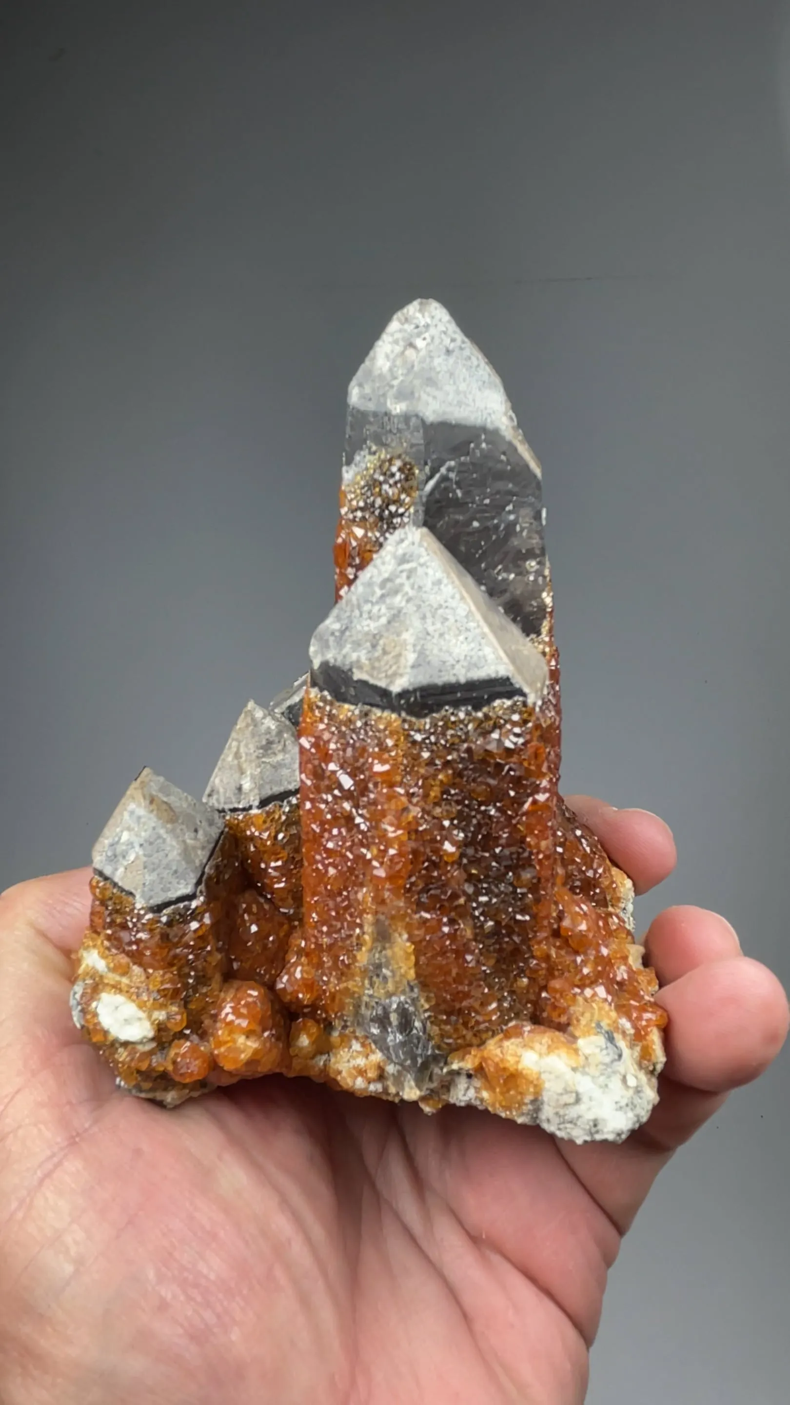 Spessartine on Quartz - image 2