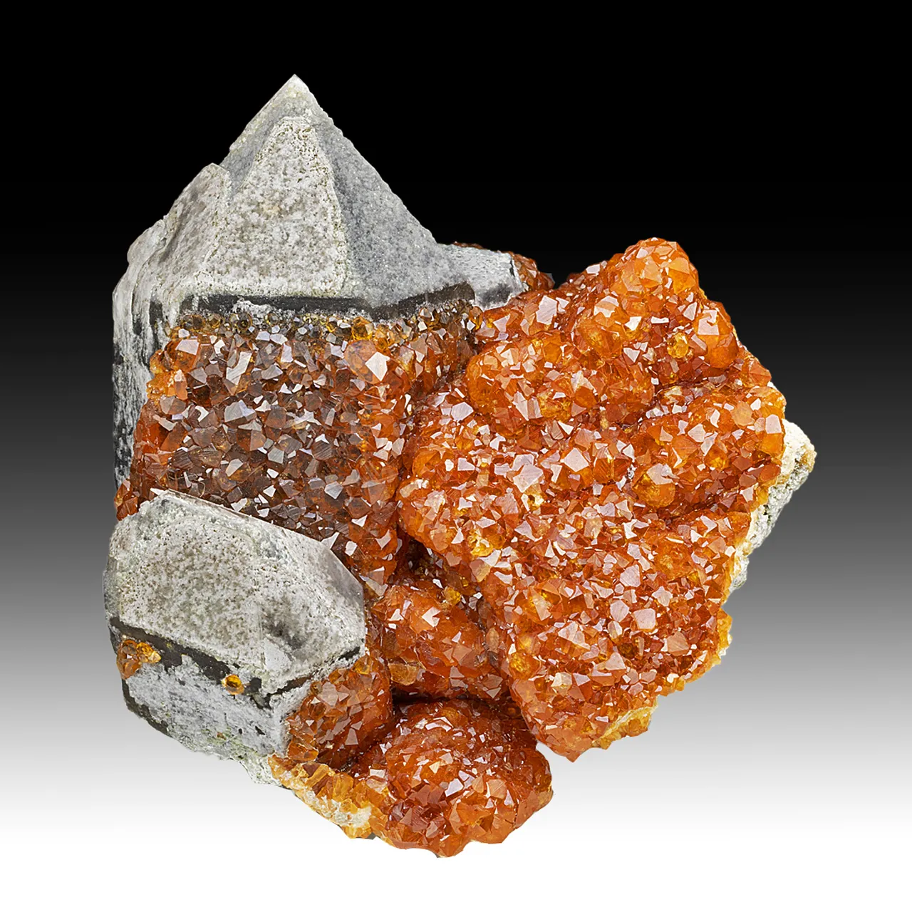 Spessartine on Quartz - image 1