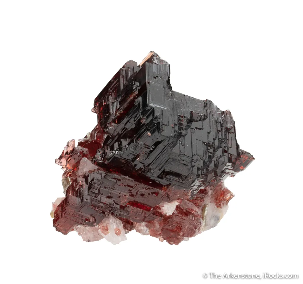Spessartine on Quartz and Albite - image 2