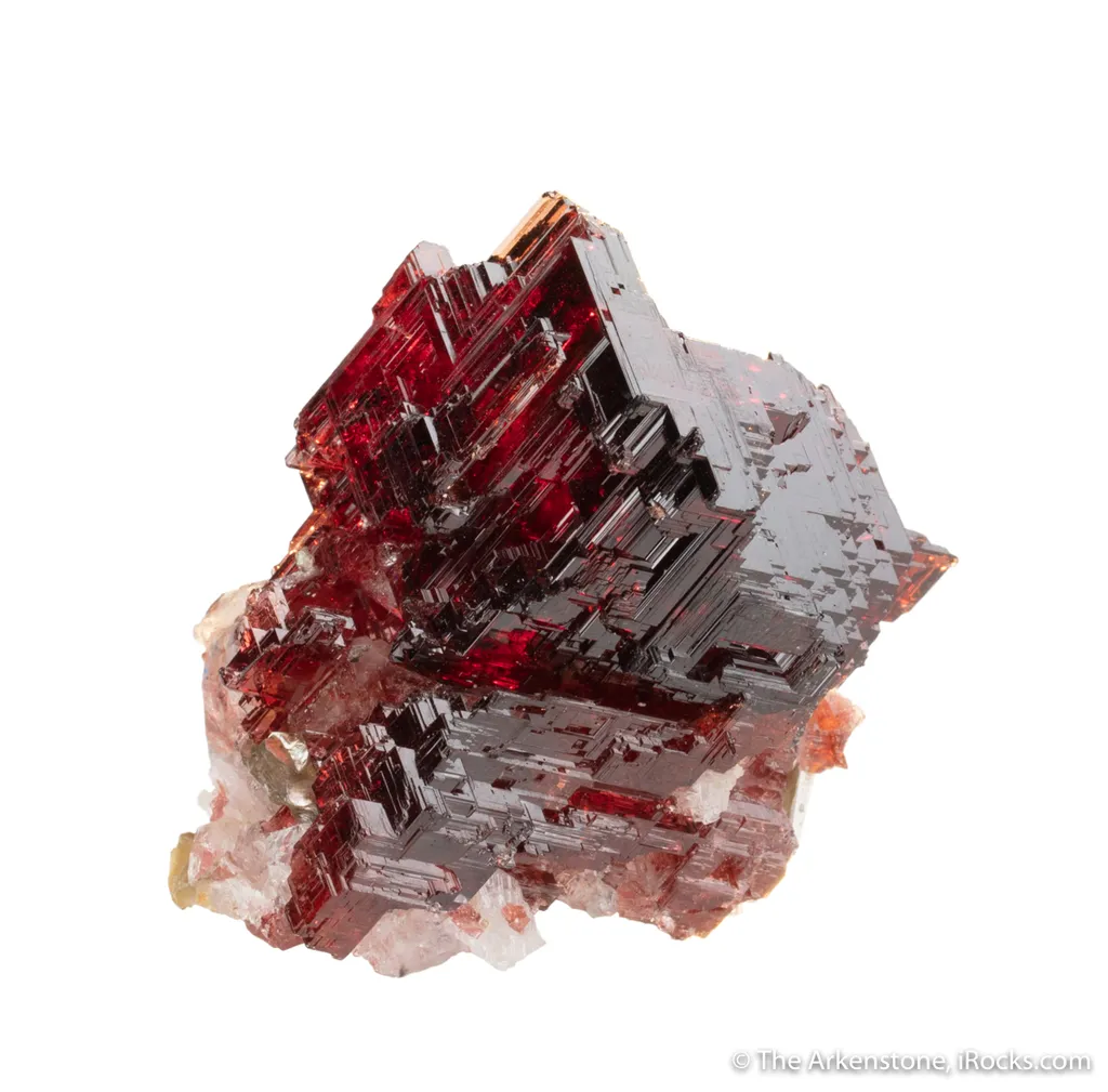Spessartine on Quartz and Albite image