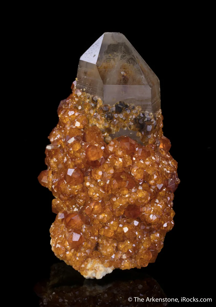 Spessartine on Smoky Quartz - image 4