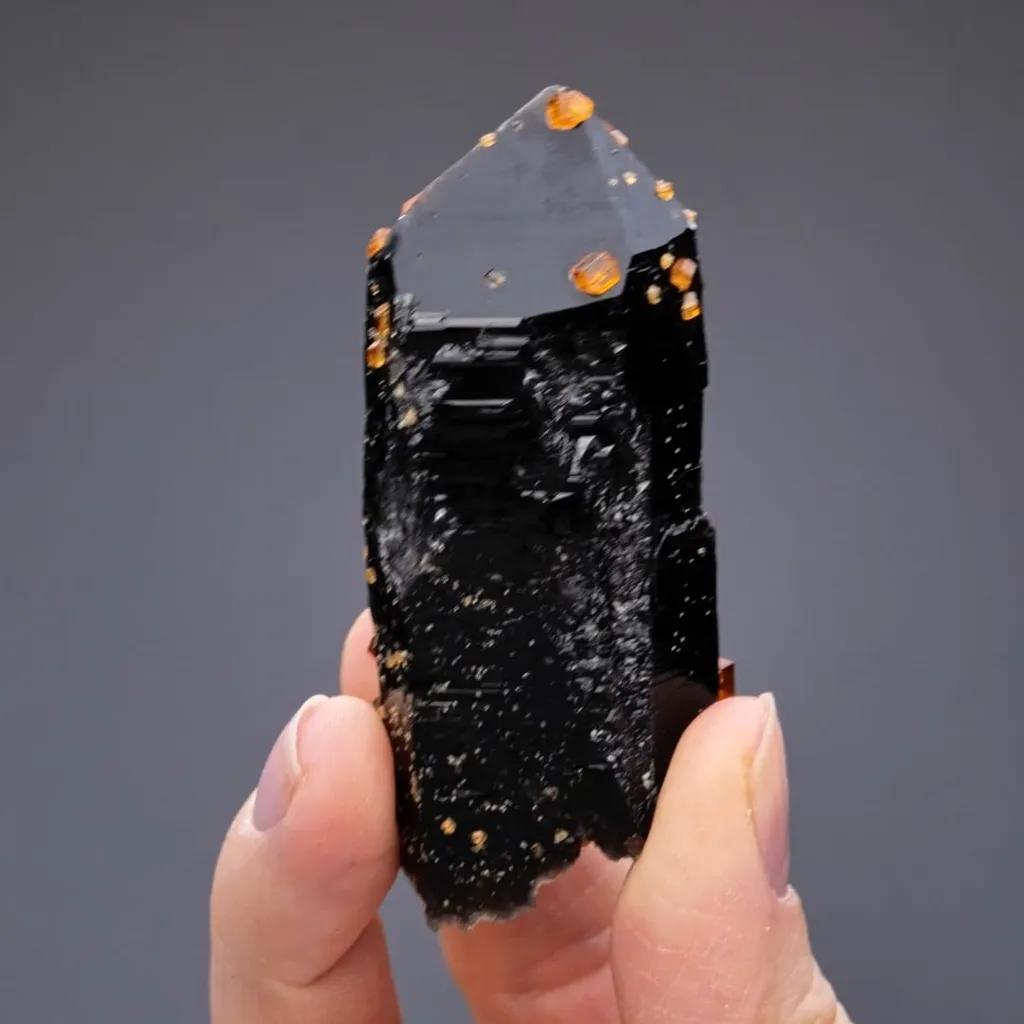 Spessartine on Smoky Quartz - image 2