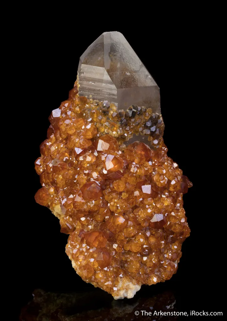 Spessartine on Smoky Quartz - image 6