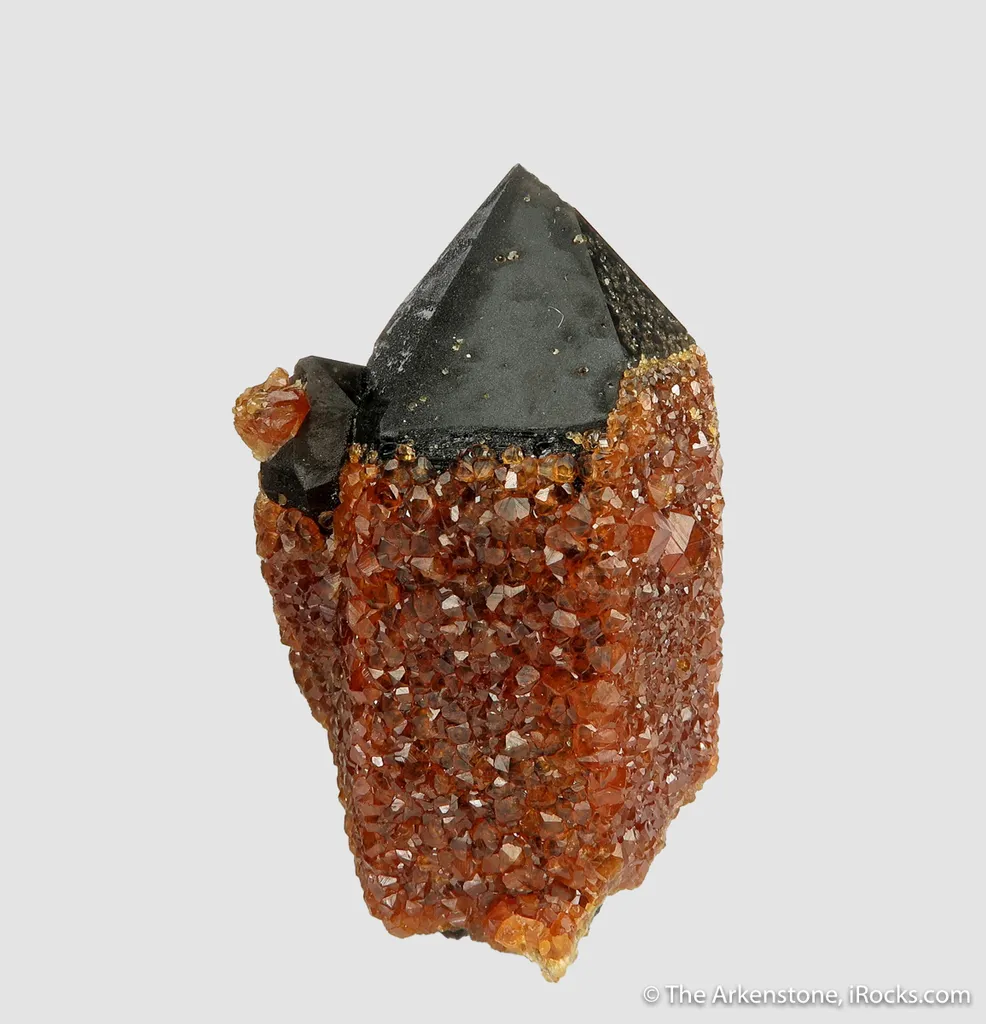 Spessartine on Smoky Quartz (doubly-terminated floater) image