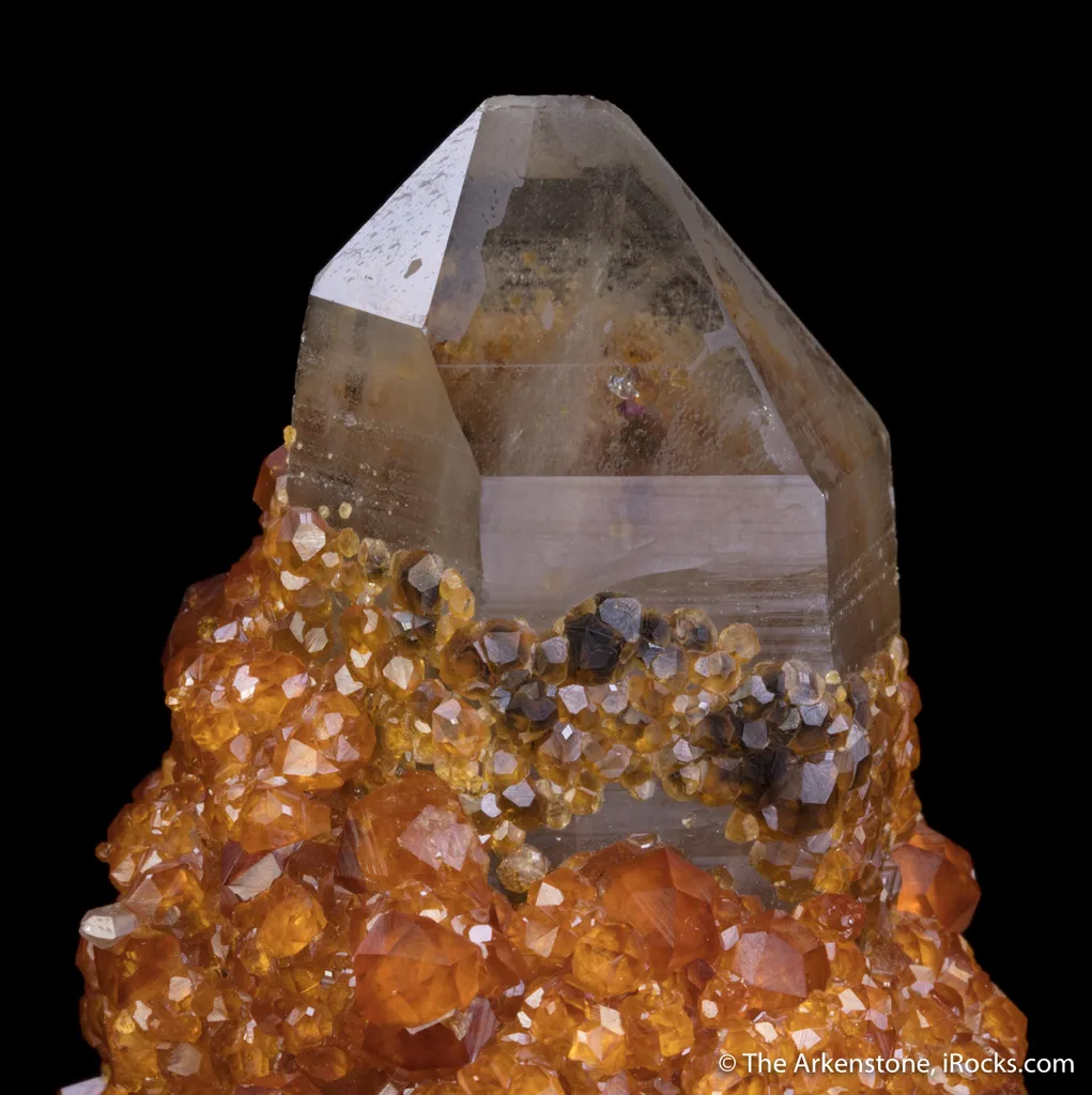 Spessartine on Smoky Quartz image