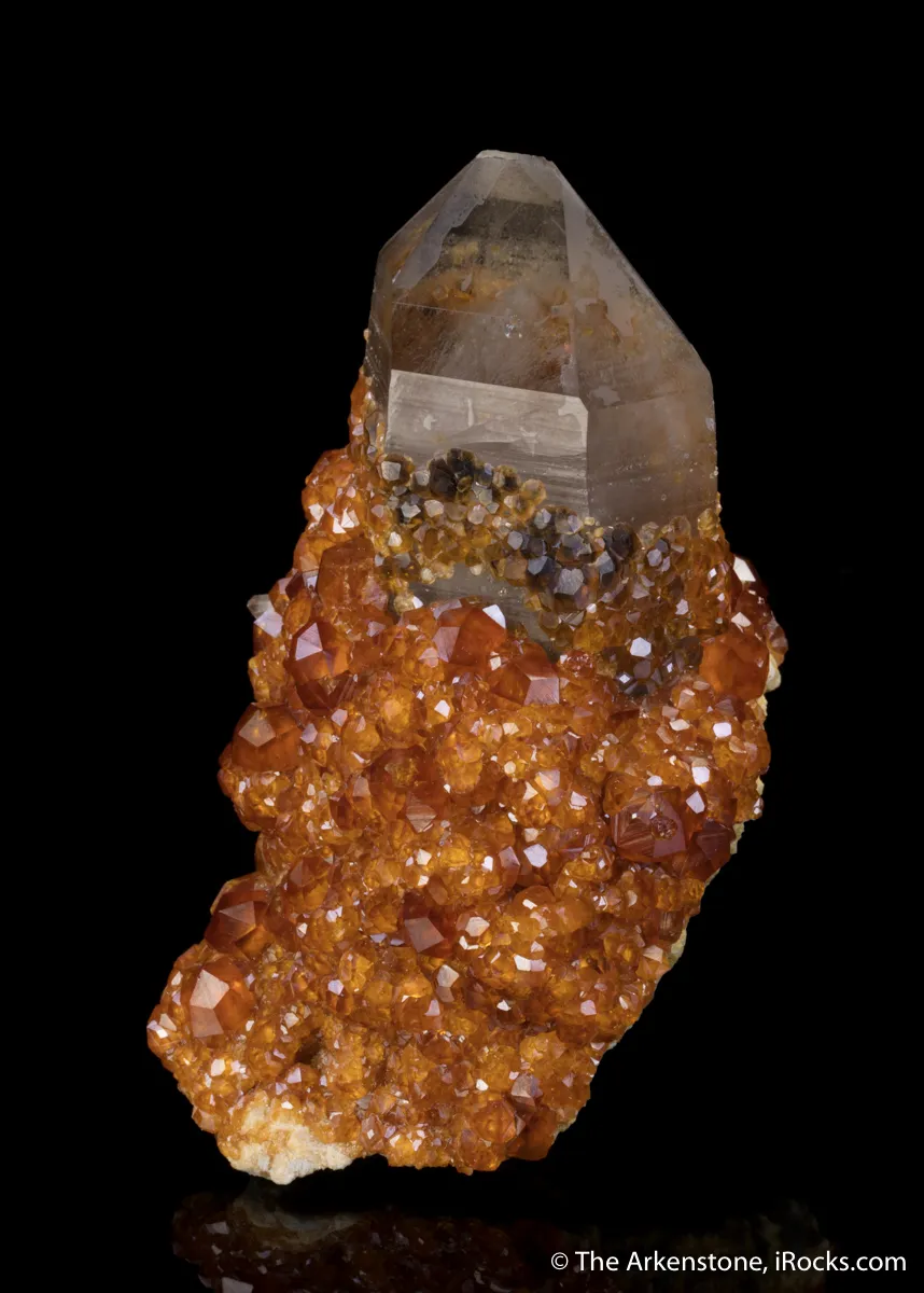 Spessartine on Smoky Quartz - image 5