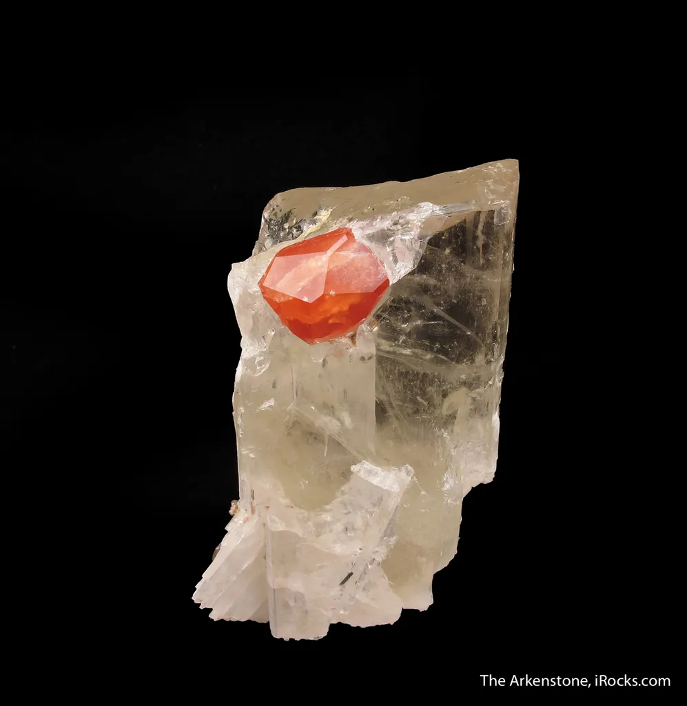 Spessartine on Spodumene with Smoky Quartz - image 2