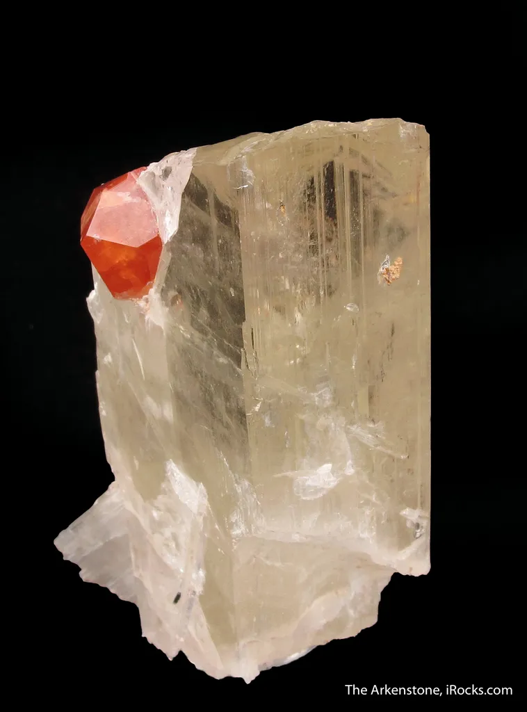 Spessartine on Spodumene with Smoky Quartz - image 3