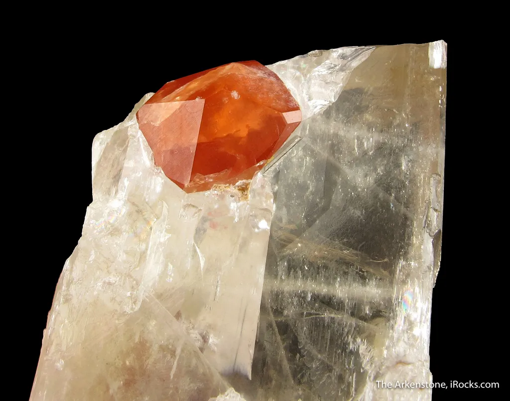 Spessartine on Spodumene with Smoky Quartz - image 4