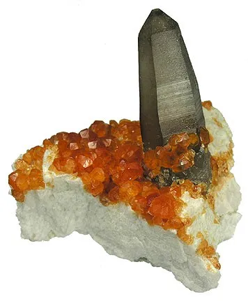Spessartine, Quartz (Var: Smoky Quartz) - image 1