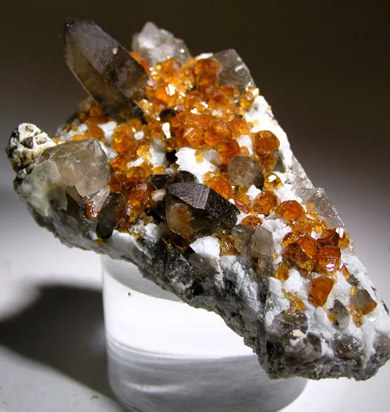 Spessartine, Quartz (Var: Smoky Quartz) - image 1