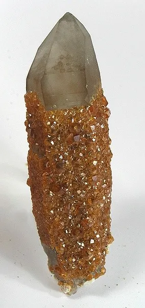 Spessartine, Quartz (Var: Smoky Quartz) image