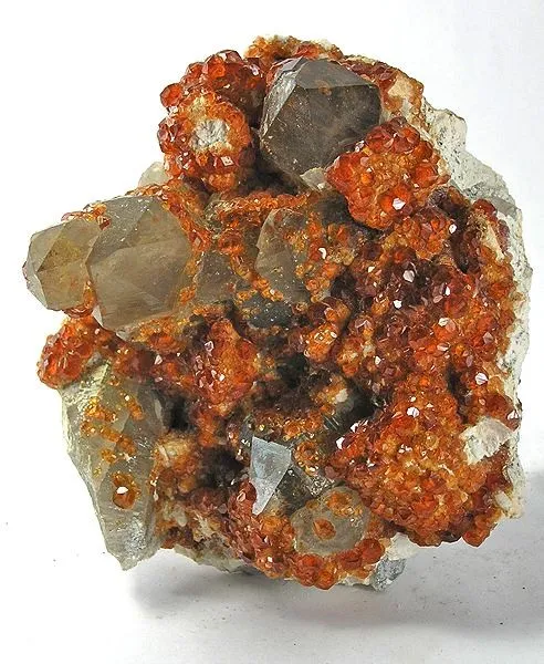 Spessartine, Quartz (Var: Smoky Quartz) image