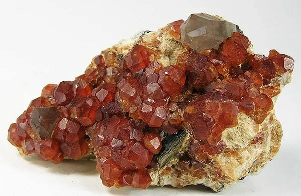 Spessartine, Quartz (Var: Smoky Quartz) image