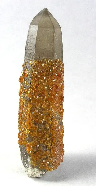 Spessartine, Quartz (Var: Smoky Quartz) image
