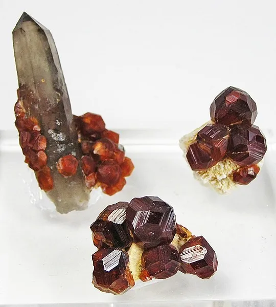 Spessartine, Quartz (Var: Smoky Quartz) image