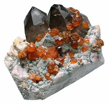 Spessartine, Quartz (Var: Smoky Quartz) - image 1