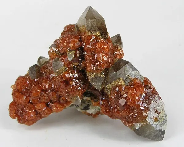Spessartine, Quartz (Var: Smoky Quartz) image