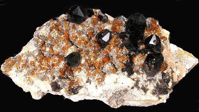 Spessartine, Quartz (Var: Smoky Quartz) image