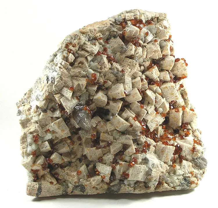 Spessartine, Quartz (Var: Smoky Quartz), Feldspar Group image