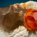 Spessartine with Quartz var. Smoky on Albite var. Cleavelandite - image 2