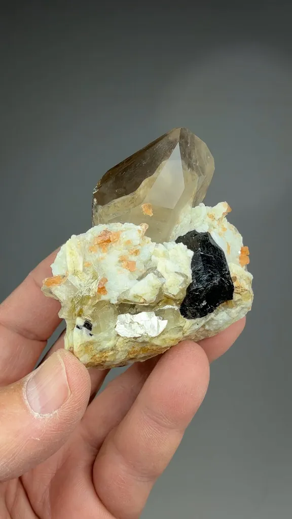 Spessartine with Schorl, Albite, Quartz - image 2